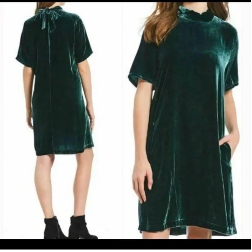 Eileen Fisher Dark Green Velvet Mini Dress